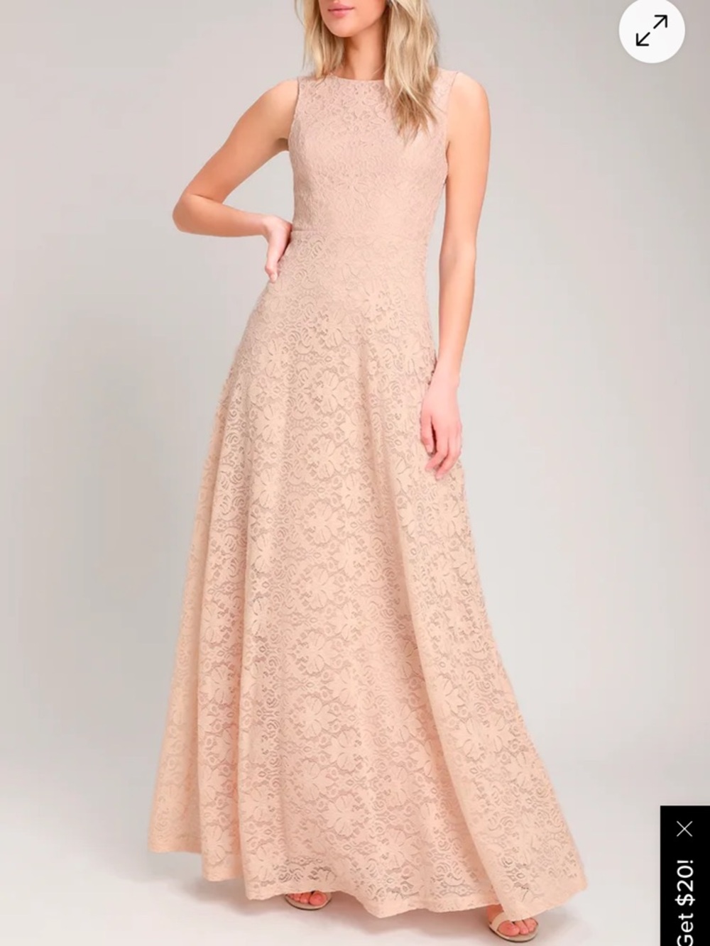 Lulus Luciana Blush Lace Scoop Back Maxi Dress